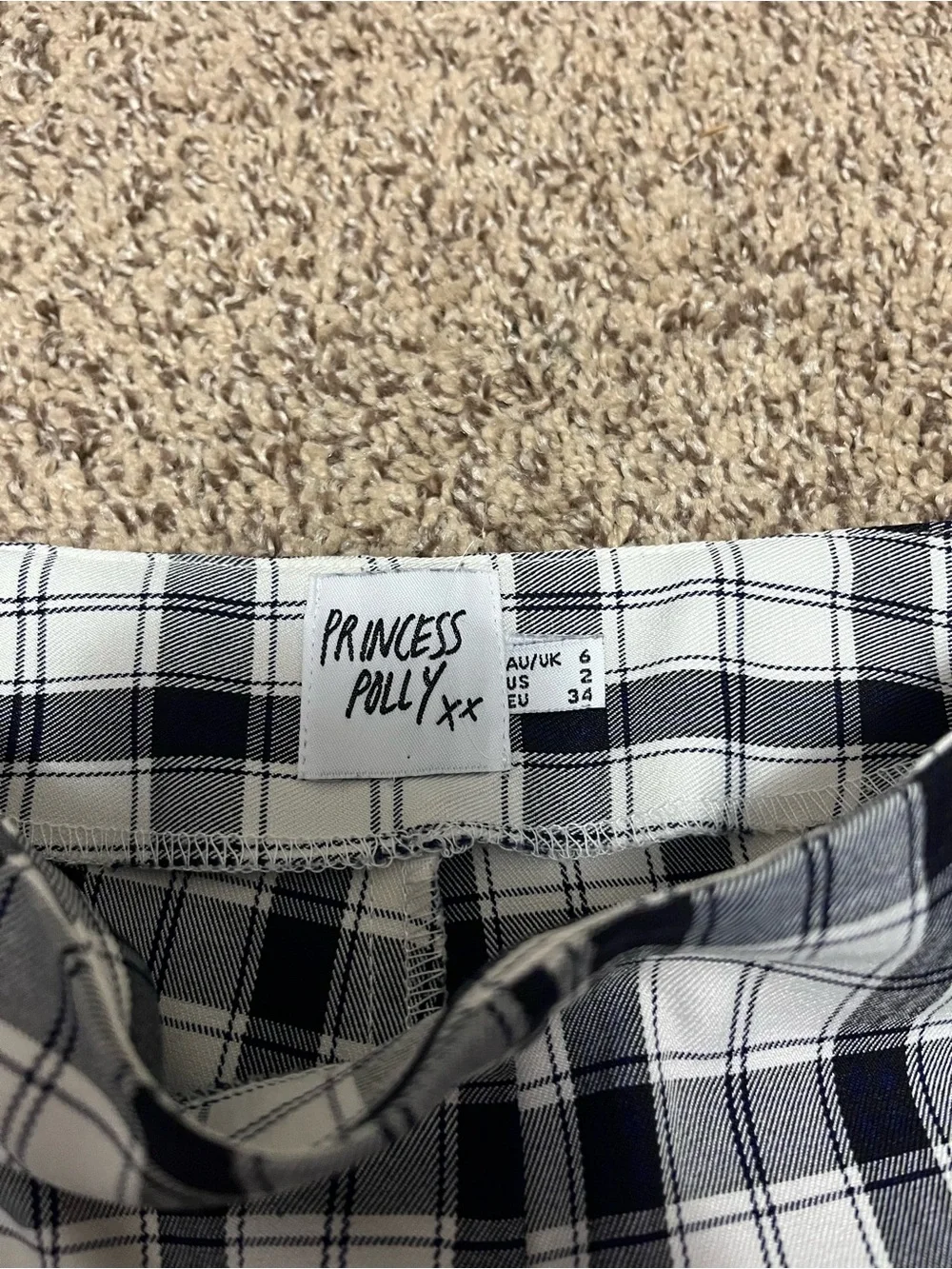 Princess Polly Black & White Plaid Wide Leg Pants - Picture 2 of 4
